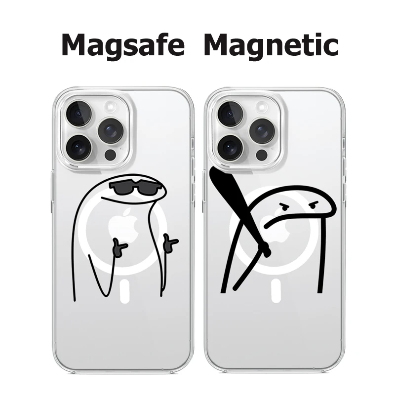 Магнитный чехол для телефона с милым мультяшным матчом для iPhone 16 15 Plus 14 13 ProMax 12 11 Xs Xr 7 8 MagSafe, мягкий прозрачный прозрачный чехол Магнитный чехол для телефона с милым мультяшным матчом для iPhone 16 15 Plus 14 13 ProMax 12 11 Xs Xr 7 8 MagSafe, мягкий прозрачный прозрачный чехол