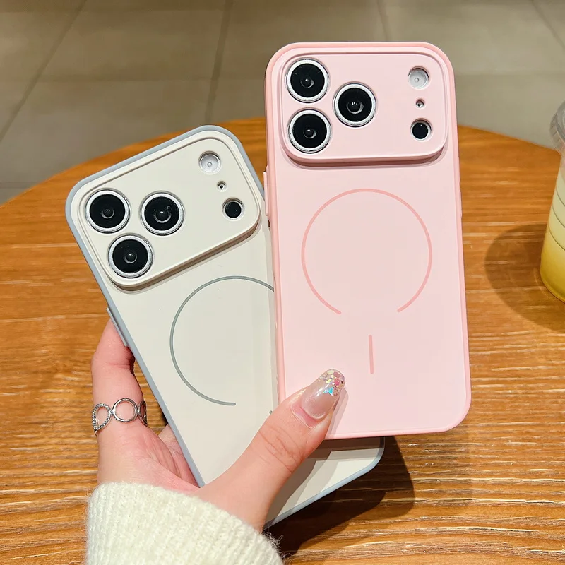 Magnetische Linsenschutzhülle für iPhone 17, 16, 15, 14, 13 Pro Max 17 Pro für Magsafe Wireless Charge Candy Color Hard Phone Cover