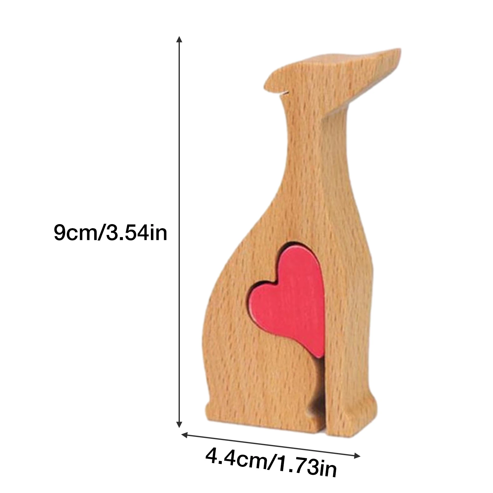 Handmade Wooden Statue Whippet Dog Craft Figurine With Red Heart Desktop Table Ornament Home Office Decoration Gift  For Office