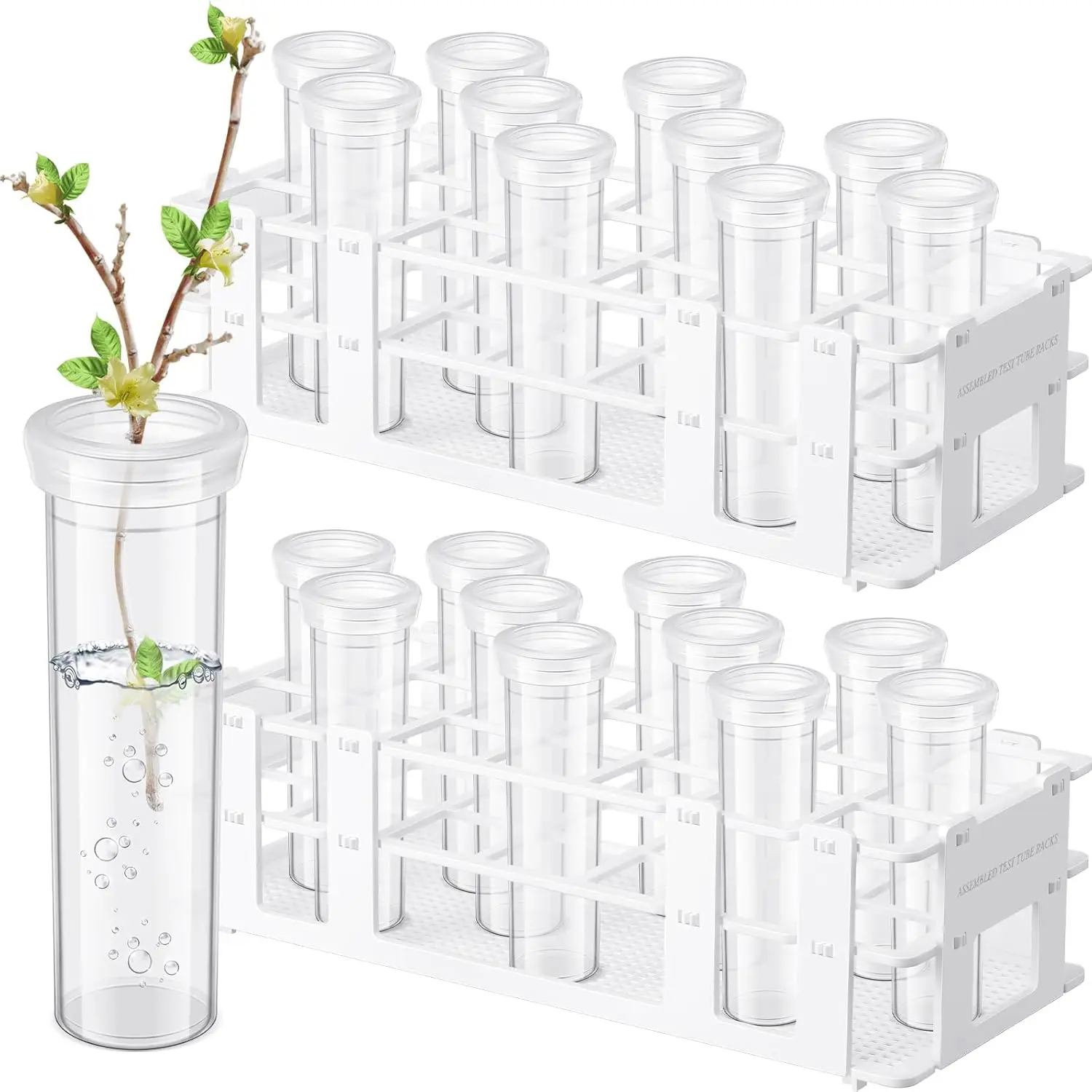 

22 Pcs Large Floral Tubes with Rack Holder for Milkweed Cuttings, Butterfly Habitat Flower Arrangements