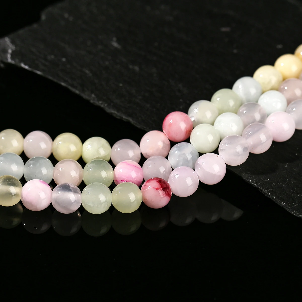 الحجر الطبيعي مختلط اللون زهرة الأفغانية حبة اليشم فاصل مستدير فضفاض لصنع المجوهرات أساور يدوية القلائد اكسسوارات #3