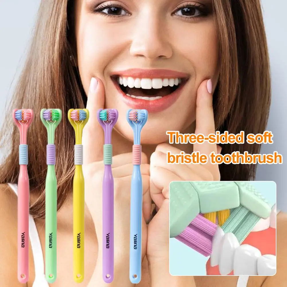 

Three-Sided Soft Hair Toothbrush Wrap-Around Design 3-Sided Toothbrush Cleaning Multi-Angle Toothbrushes Clean Deeply Q5C3