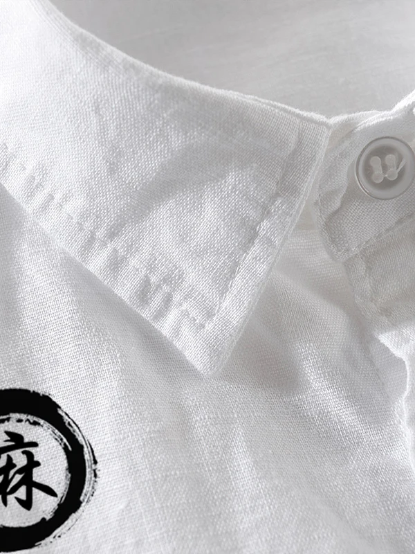 

Summer Men's Casual Linen Shirt Long Sleeve Cotton Linen Blend Fashionable Base Layer Collarless Breathable Moisture Wicking