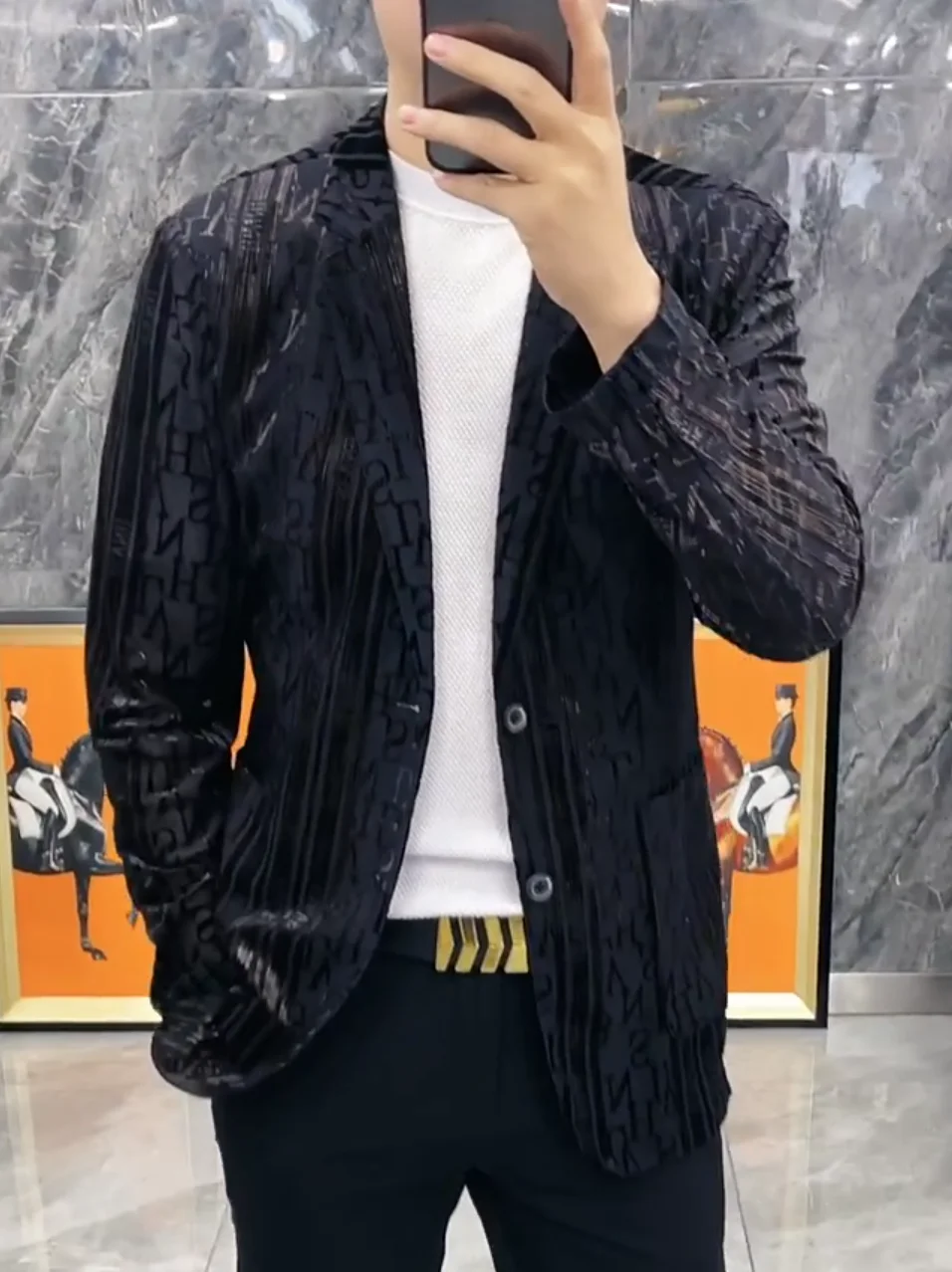 

Мужской модный дышащий удобный деловой повседневный костюм весна-лето, новинка, приталенный крой, длинный рукав, с декоративными пуговицами