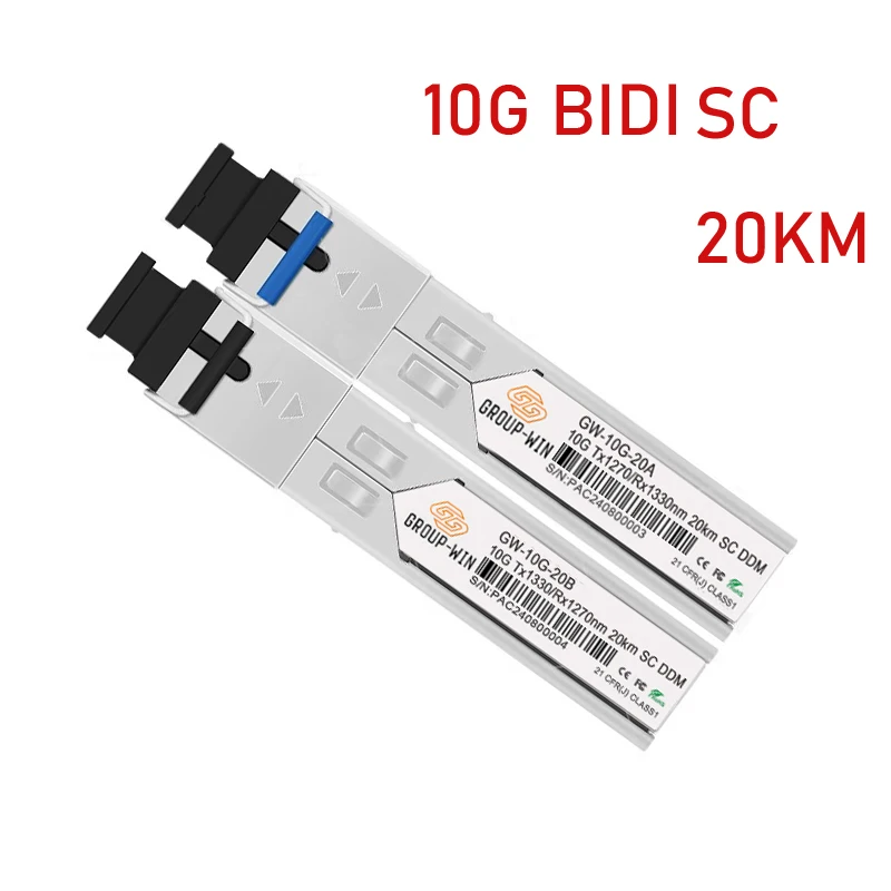 10G BIDI 10 км 20 км 40 км 60 км SFP + одиночный оптоволоконный модуль приемопередатчика SC 1270 нм/1330 нм, совместимый с переключателем Cisco Mikrotik