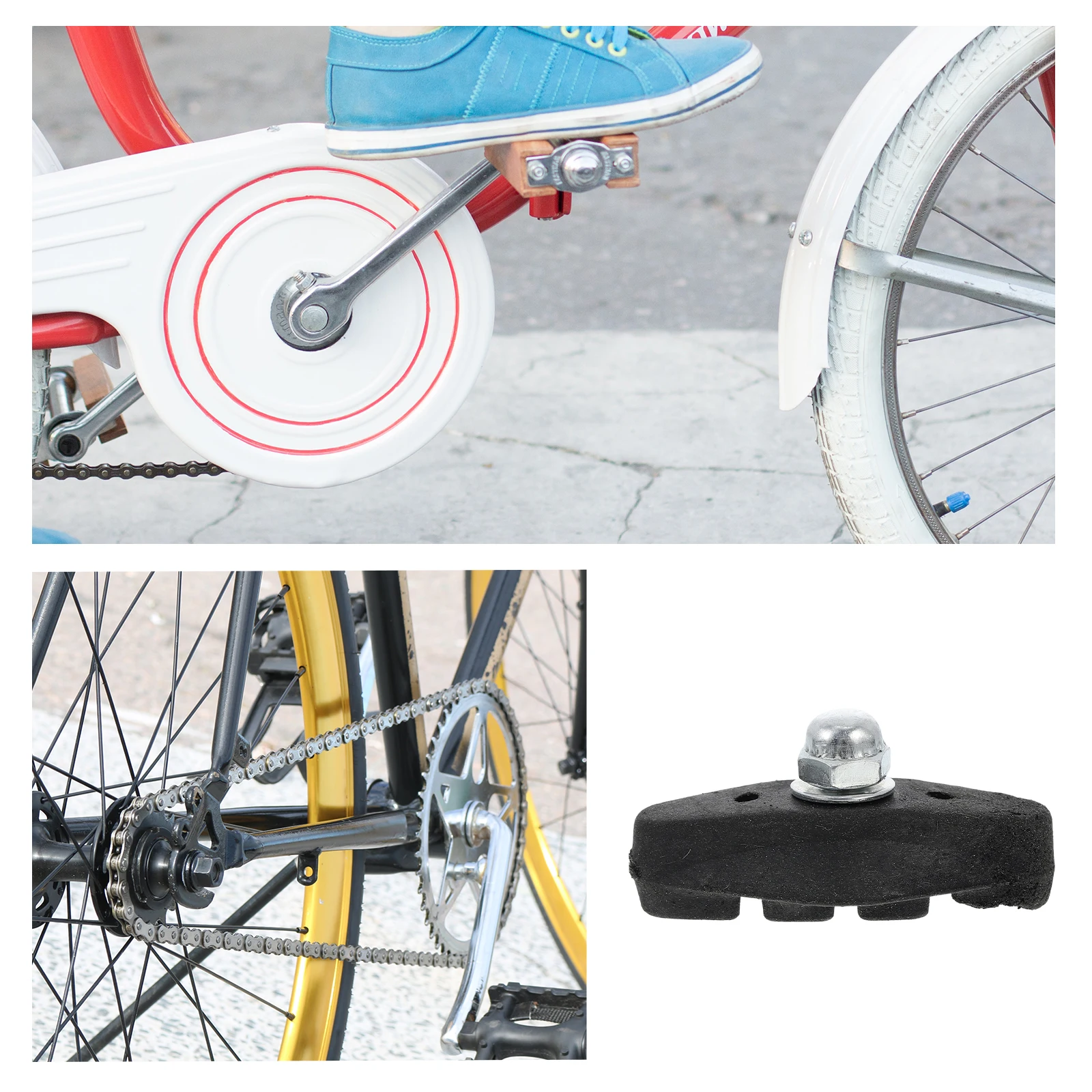 

Brake Pads Bicycle Caliper Brake Blocks Mountain Bike Brakes Rubber Metal Drainage Design Shockproof Groove Structure Dual