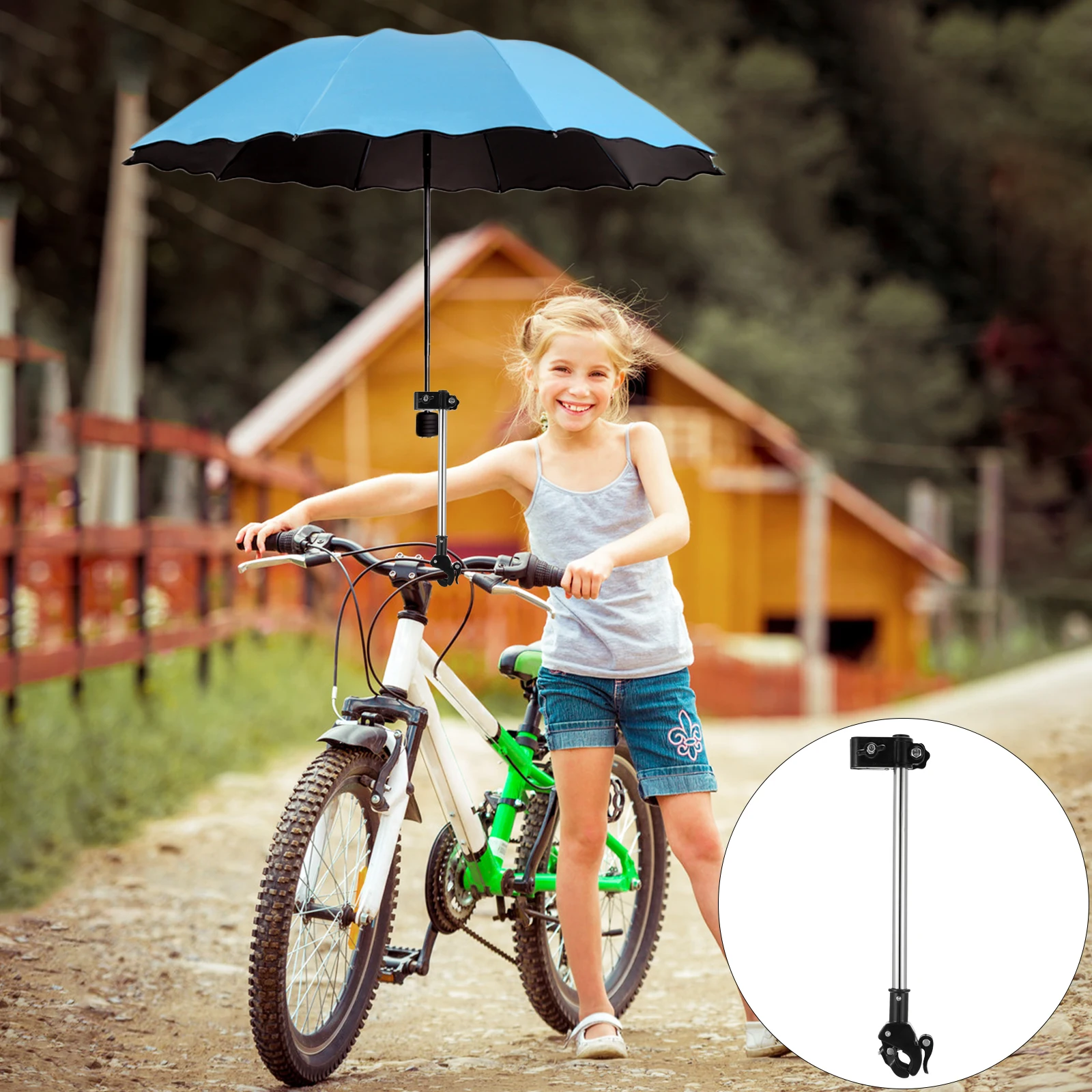 

1 pc Heavy Duty Steel Umbrella Stand Sturdy Practical Holder Clamp For Wheelchair Stroller Bike Deck Chair Scooter Easy Install
