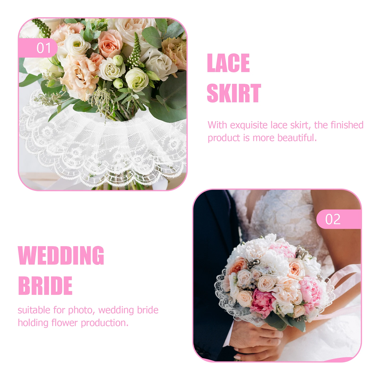 

10pcs Bridal Collar Double Layer White Wedding Floral Decoration Flower Diy Trim Bouquet Holder Lace Wedding Flower Supply Lace