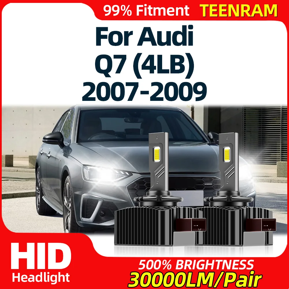 LED Headlight Bulbs With Fan 120W 30000LM HID Xenon Lamps 6000K Single Copper Tube Car Lights For Audi Q7 (4LB) 2007 2008 2009