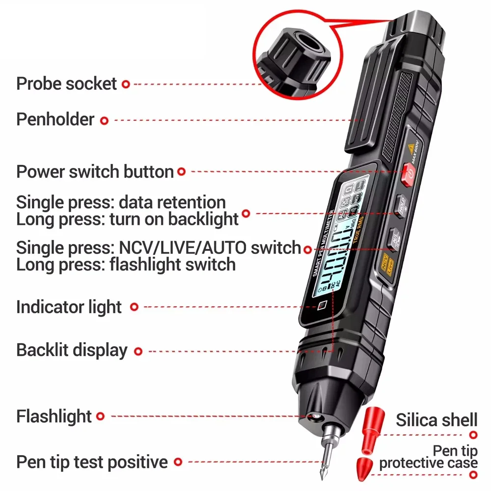 ANENG A3005 Digital Multimeter 4000Count AC/DC Voltage Tester, Professional Current Meter Portable Non-Contact Voltmeter Sensor