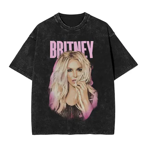Camiseta lavada de Britney Spears, camisetas Vintage de algodón para hombre, camiseta de verano con cuello redondo, camiseta de Hip Hop, ropa de diseño de talla grande