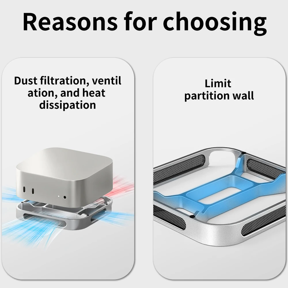 

Desktop Stand for Mac Mini M4 /M4 Pro 2024 Heat Dissipation Dustproof Aluminum Mount Dock Cooling Base Holder