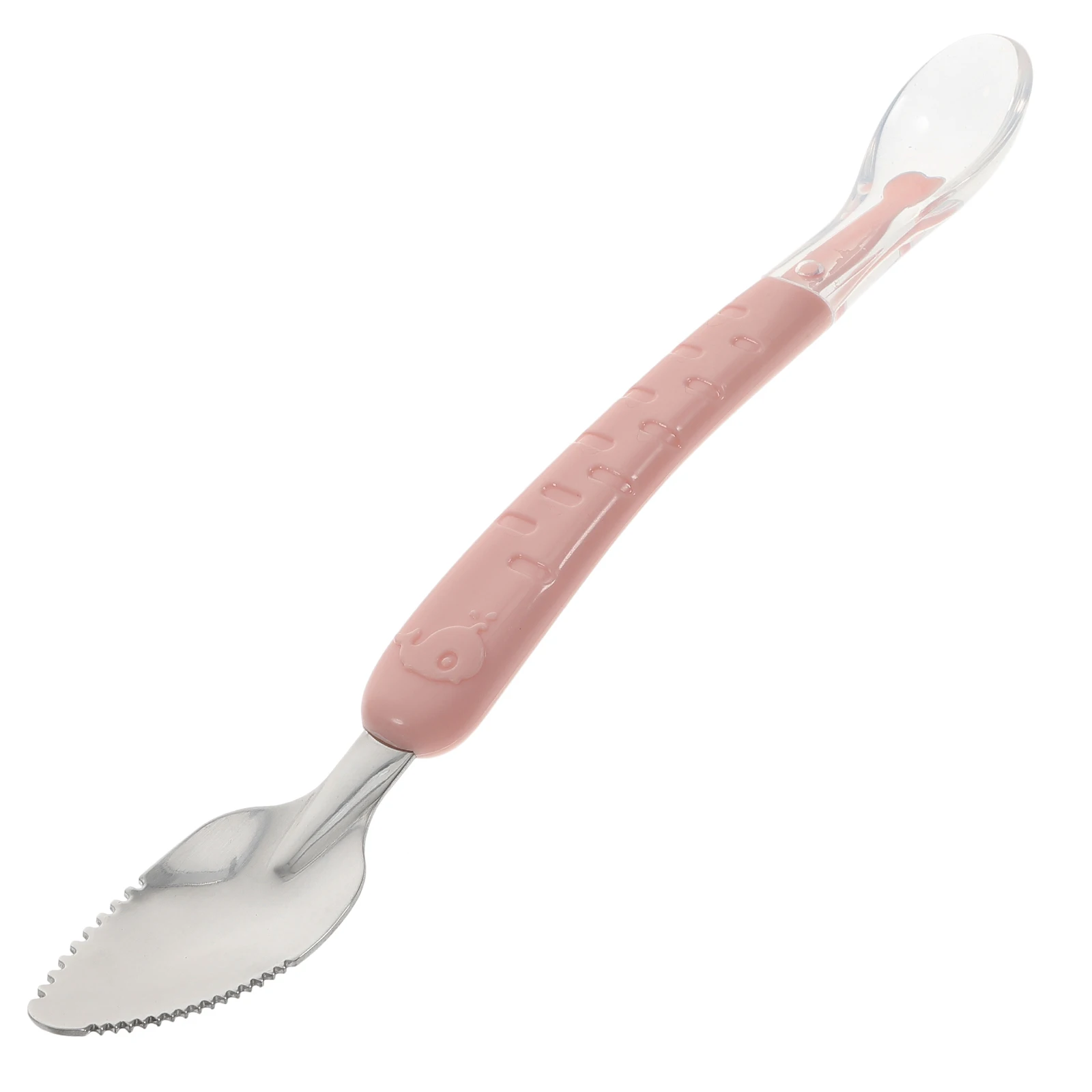 

Stainless Steel Dredging Spoon Double Headed Baby Fruit Mud Spoons Scraping Tool Infant Feeding Soft Silicone Safe Smooth Edge