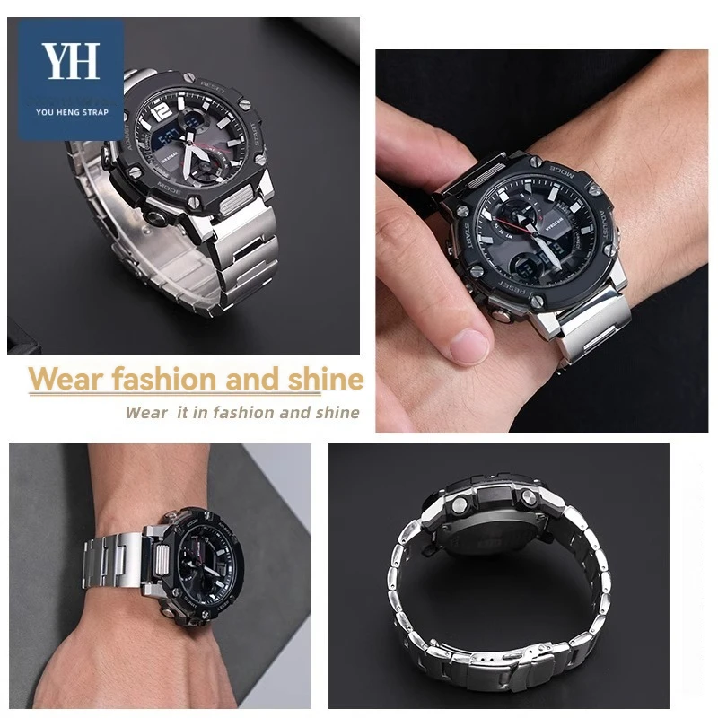 For Casio G-SHOCK Steel Heart Series GST-B300 MWA-100H MWD-100H Stainless Steel Watch Bands Bracelet 20mm Metal Wristband