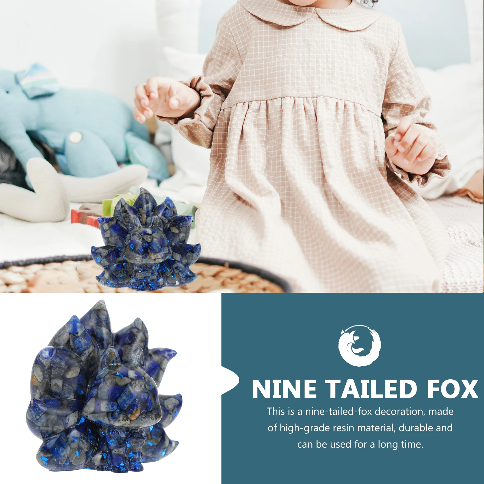 

Resin Nine-Tailed Fox Shape Decoration Creative Desktop Ornament for Home Office Delicate Resin Home Decor