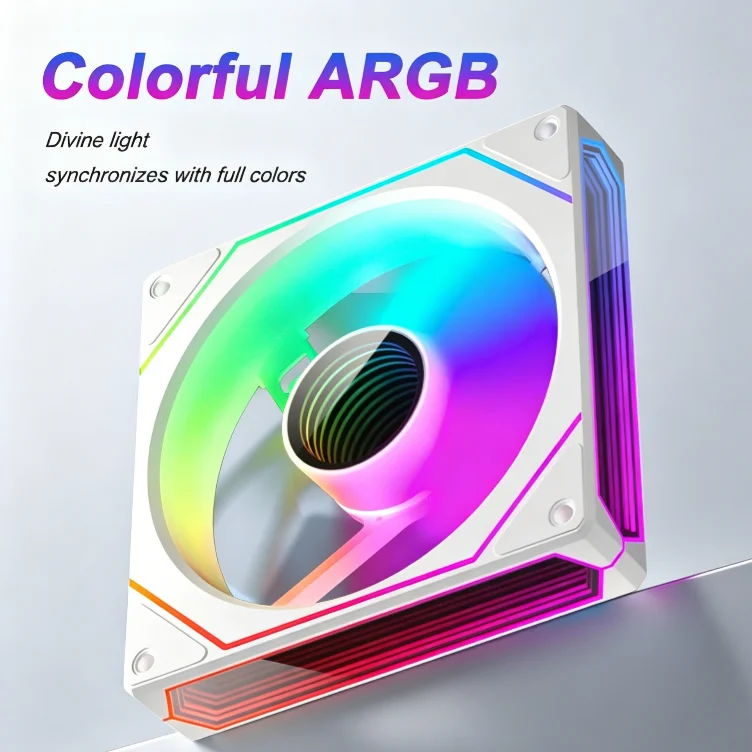 Prism 6pro 12CM Chassis Fan ARGB Phantom Color PWM Cooling Fan with Divine Light Synchronization for Computer Room Sea View