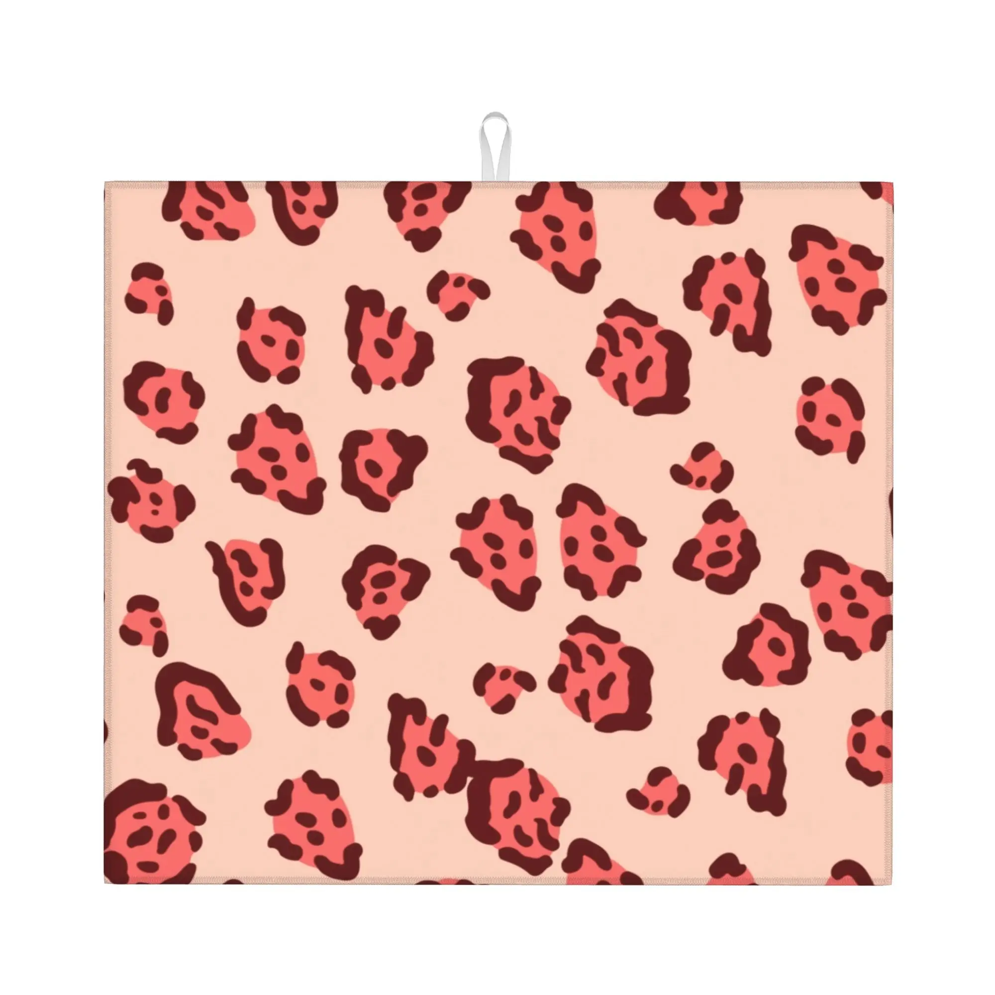 Pink Leopard Non‑Slip Waterproof Absorbent Barware Tableware Oil Proof Reusable  Bathroom Drying Mat For Kitchen