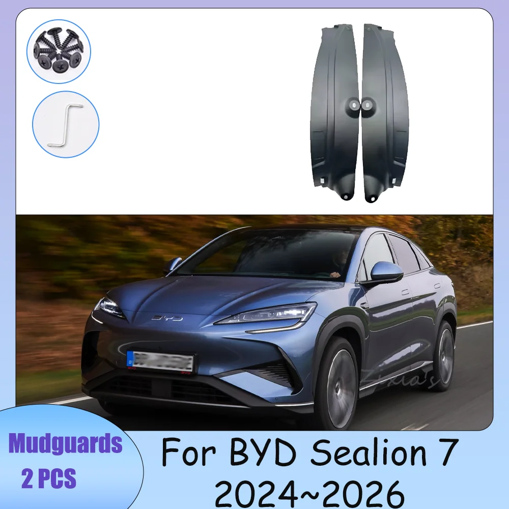 

For BYD Sealion 7 2024 2025 2026 2PCS Car Mudguard Liner Inner Side Splash Protector Rear Wheel Splash Parts Accessories ABS