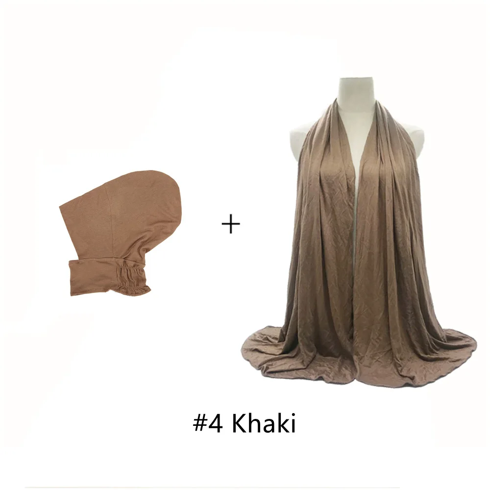 

Мягкий дышащий эластичный подхиджабник из модала с комплектом шарфов в тон, джерси-хиджаб, мусульманский женский головной платок, шаль, накидка