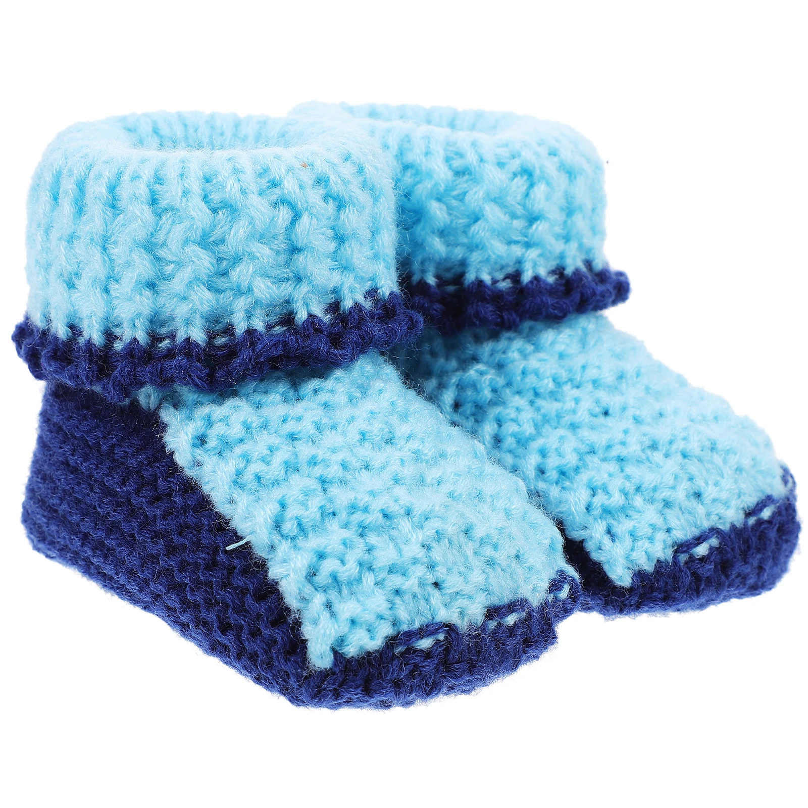 

Boots Shoes Hand Knit Newborn Soft Sole Sky-blue Handmade Crochet Winter Child