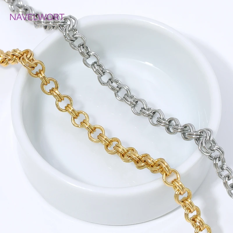18K Gold Plated Brass O Link Cable Chain For Jewelry Making,High Quality Bulk Chains Wholesale,DIY Bracelet Making Fittings image 4