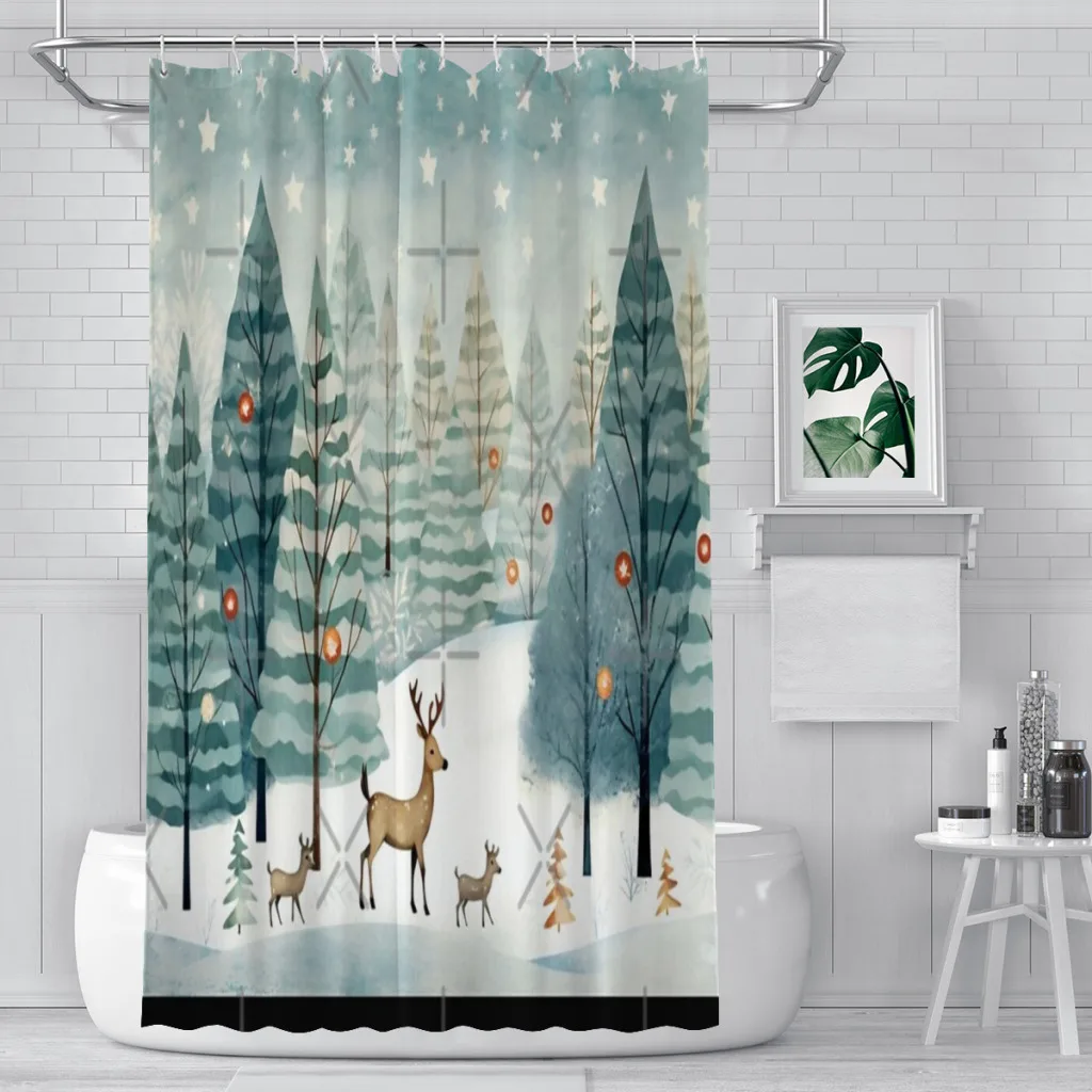 

Winter Wonderland Serene Deer and Snowy Forest Decor Shower Curtain Bathroom Decoration Shower Curtain Birthday Gift