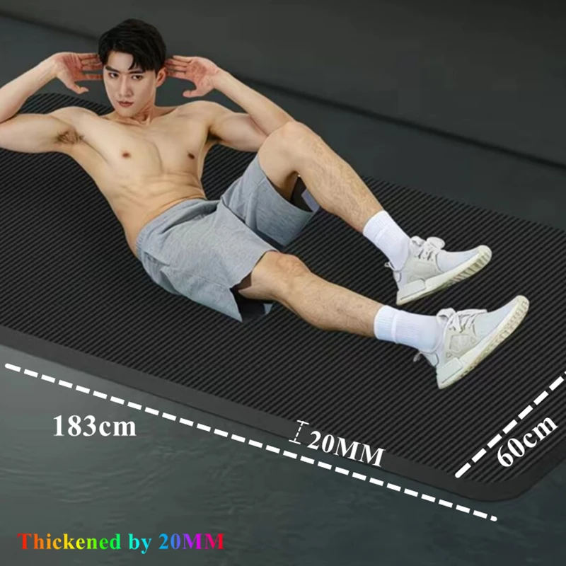 

183x60cm Exercise Gym Fitness Workout 20mm Thick NBR TrainingYoga Mat Moisture-proof Outdoor Non-Slip Durable Camping Picnic Mat