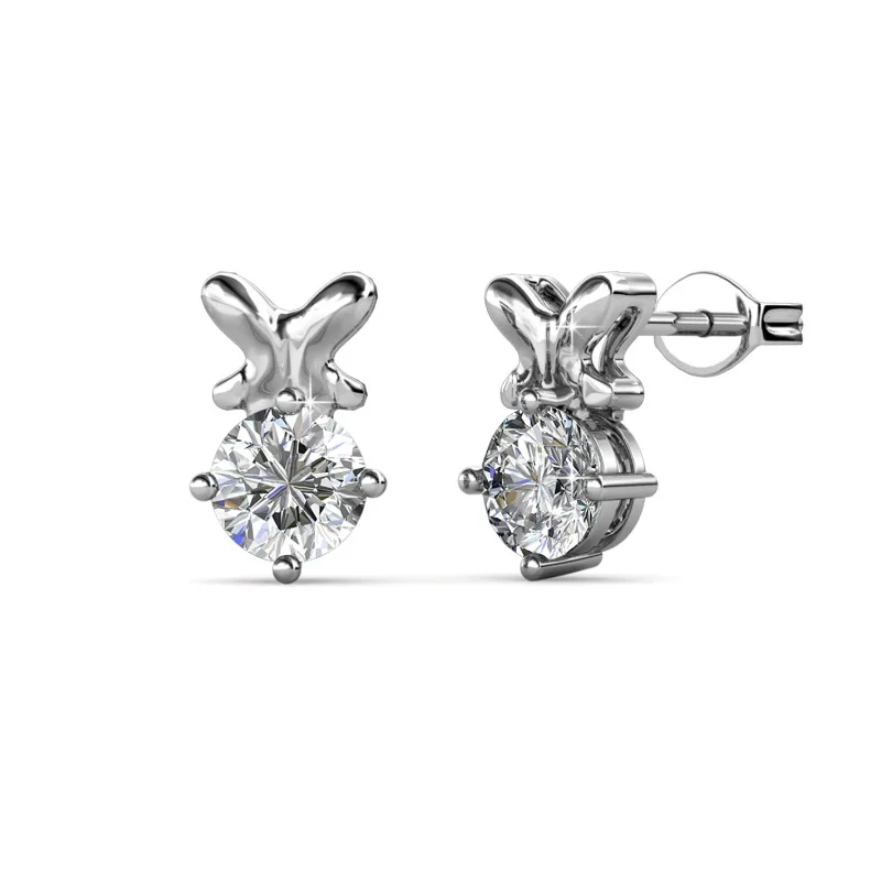 

Daisini Cute Butterfly Stud Earrings with Swarovski Crystals for Women Girls Brass with White Gold Plated Fashion Jewelry Gifts