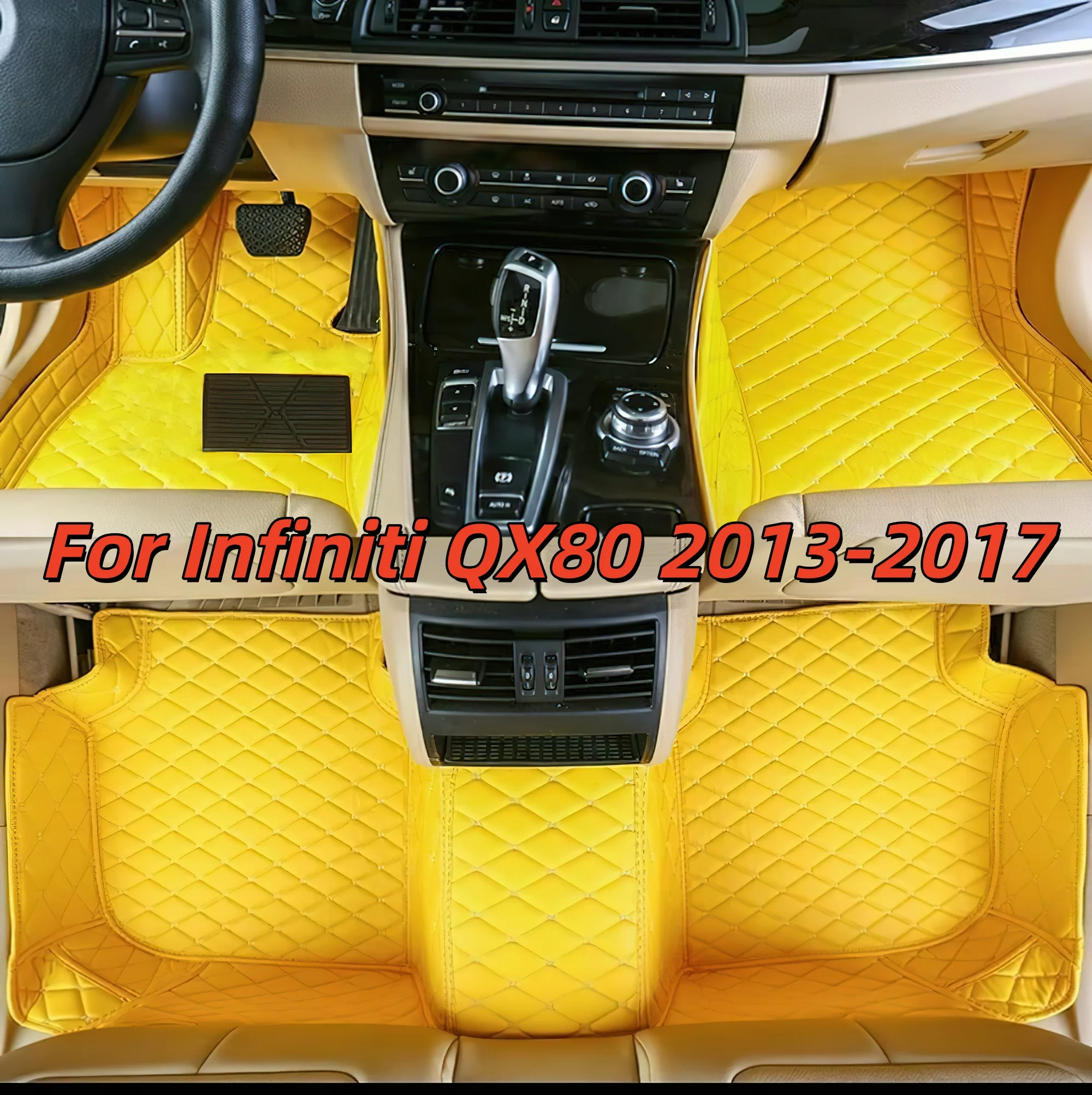 For Infiniti QX80 2013-2017 Car Floor Mats Artificial Leather Carpets Foot Mat Rugs Auto Interior Accessories Flowers Shape