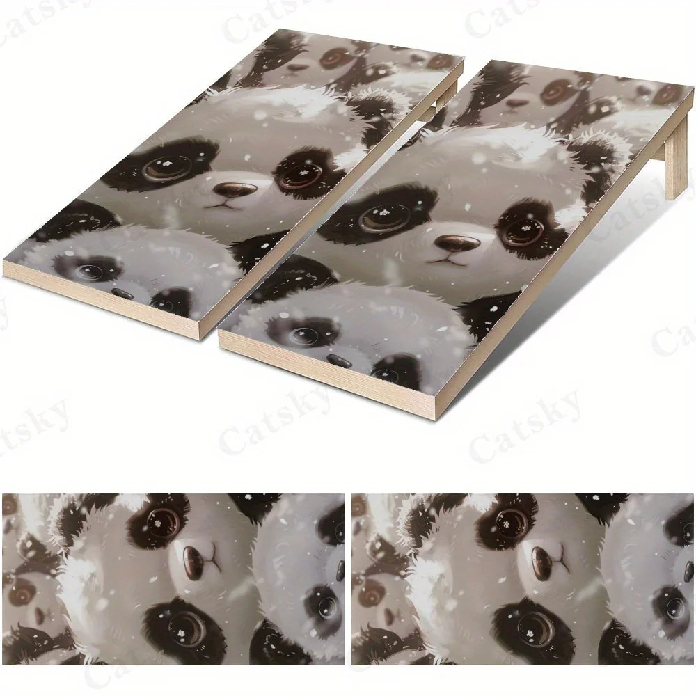 Cute Panda Group,Adorable Animal Art,Baby Animal Decor,High Value! 2D Flat Vinyl Sandboard Stickers - Bubble-Free, Easy Applicat