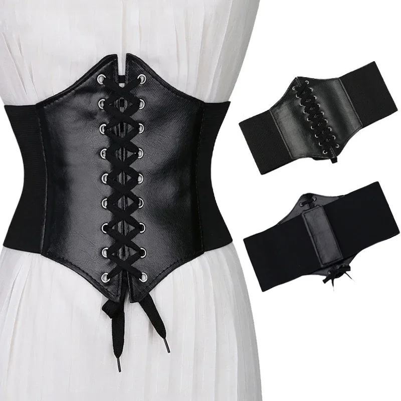 

Fashion Corset Wide Belts Faux Leather Slimming Body Shaping Girdle Belt for Women Elastic Tight High Waist for Daily Wear