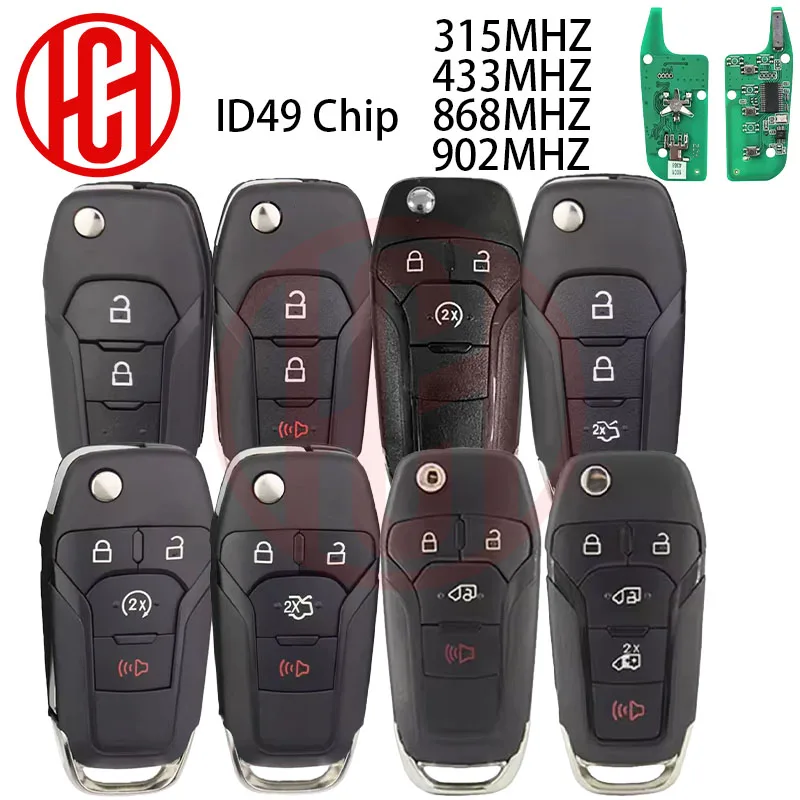 ID49 Chip 315/433/868/902MHz Car Remote Key For Ford Escort Transit Explorer Fusion Ranger Raptor F150 F250 F350 F450 F550