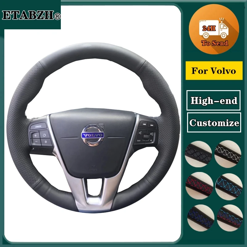 Braid Car Steering Wheel Cover For Volvo V40 2014 XC60 S60 LV60 S80L  Microfiber Leather Steering Wrap Car Accessories