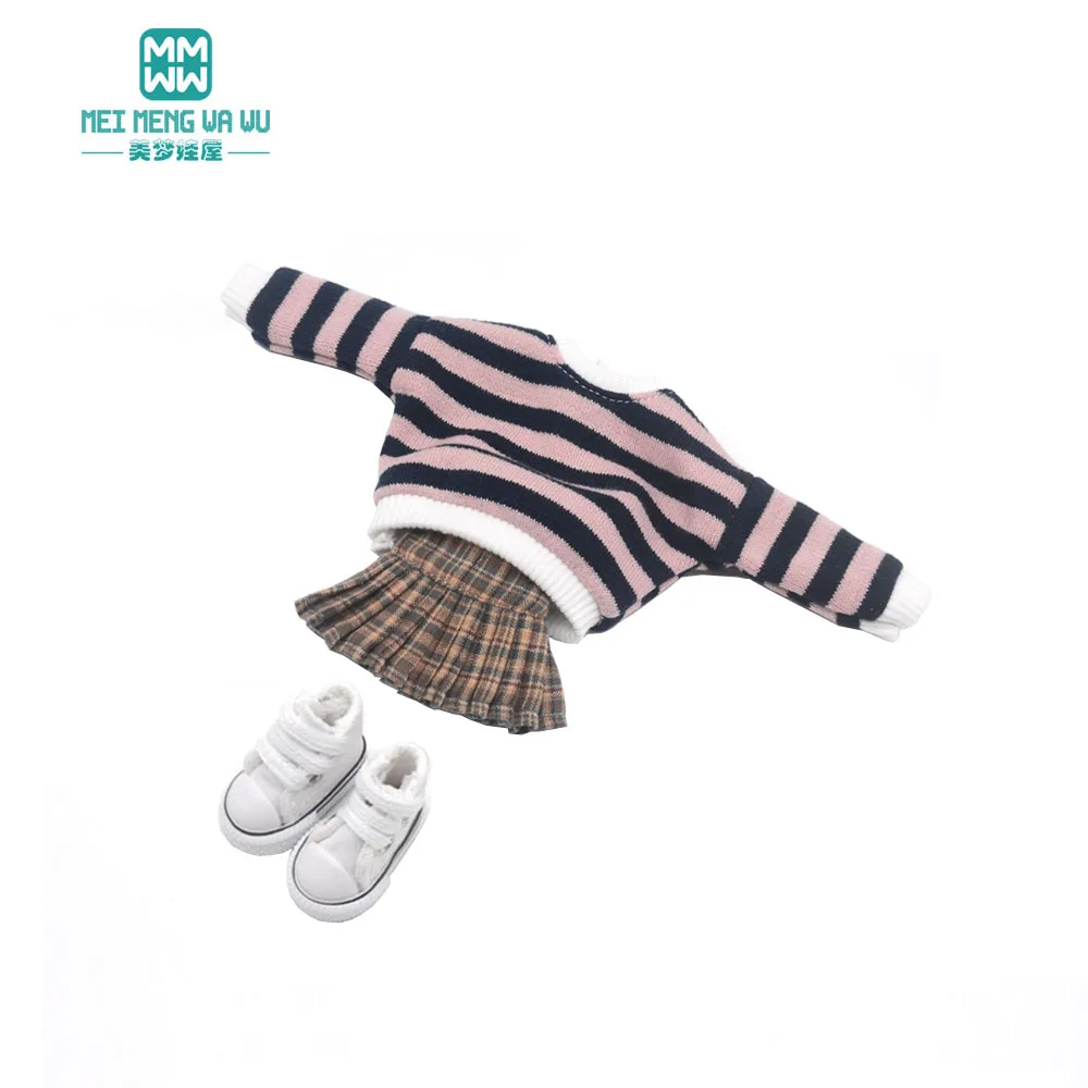 meimengwawu Kleidung für Puppen, dreiteiliges modisches Pullover-Set, passend für Blyth Azone OB22 OB24 Puppenzubehör 5