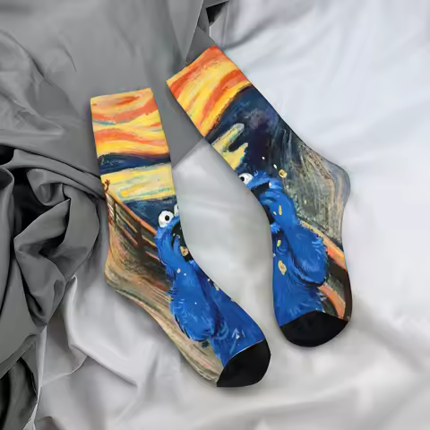 Cookie Monsters Stockings Pattern Funny Socks Winter Non-Slip Socks Men Skateboard Warm Soft Socks