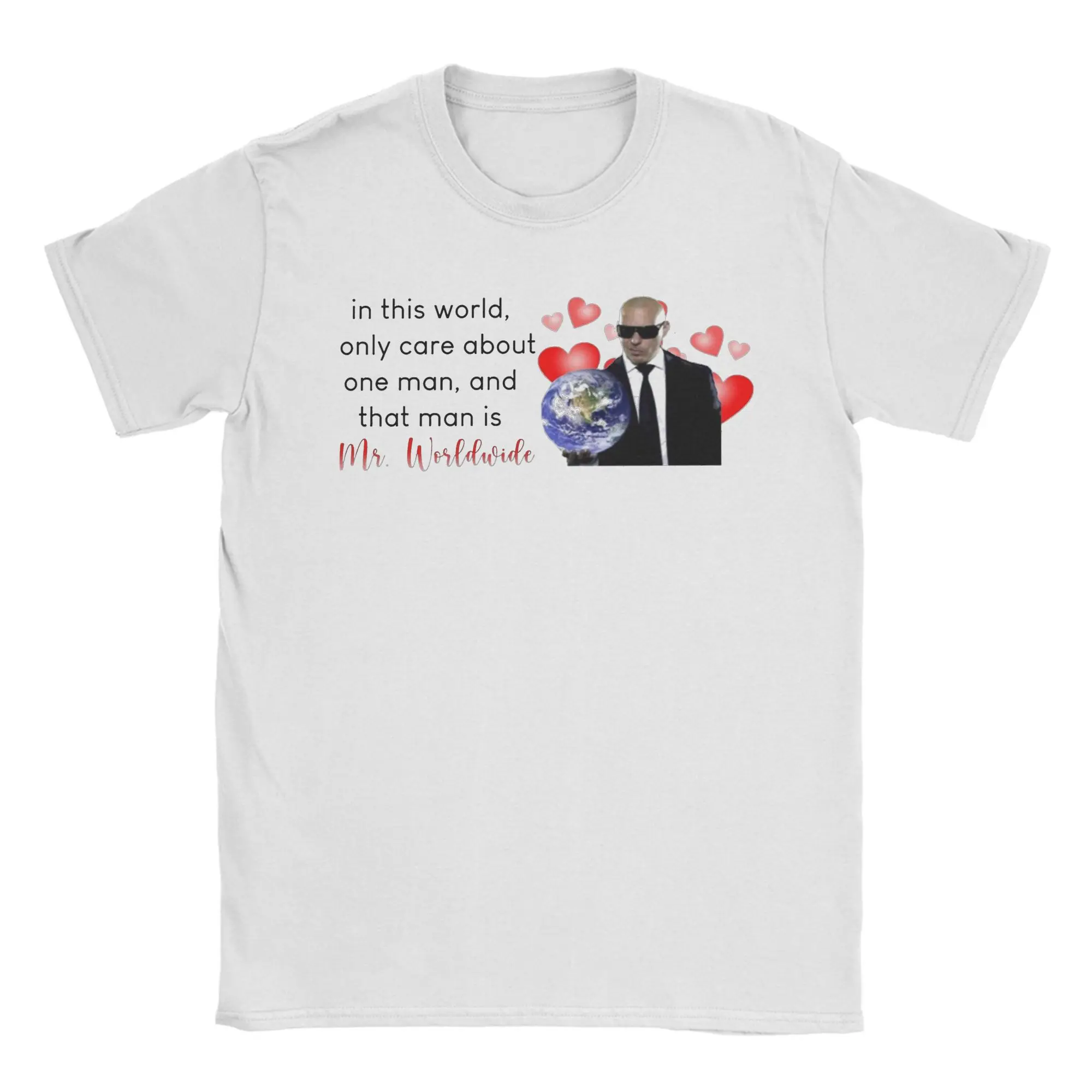 

Men's T-Shirt Pitbull Singer Album Funny Cotton Tees Short Sleeve T Shirt Round Neck Tops Gift