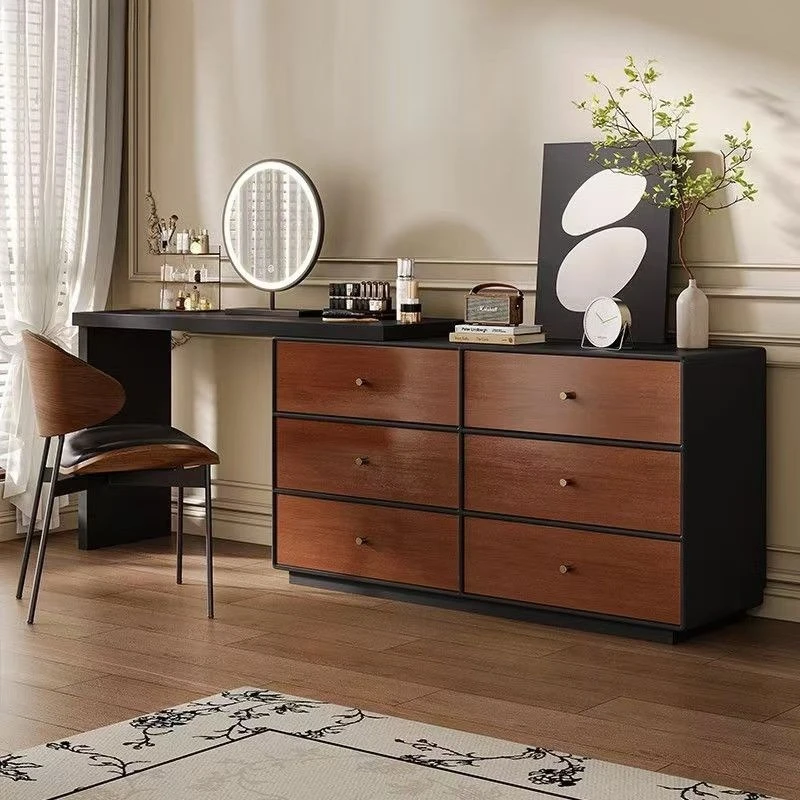Solid wood dressing integrated spot bedroom walnut pattern makeup table storage cabinet