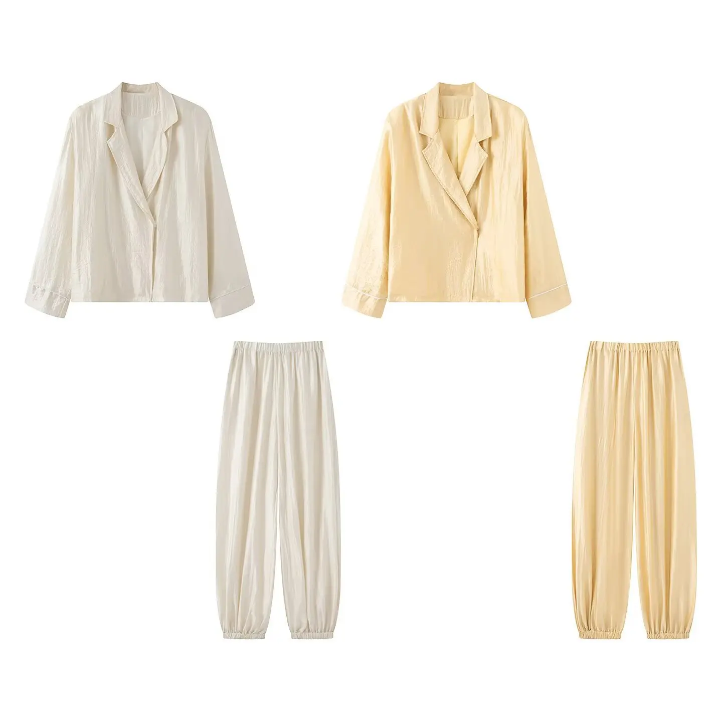 Women Summer Elegant Pants Suit 2026 Trendy High Street Commuter Leisure Set Vacation Dinner Blazer, Elastic Waist Pants