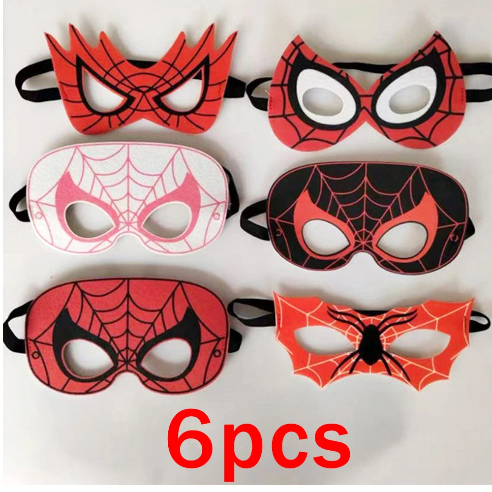 Máscaras do Homem-Aranha (6 Peças) - Acessórios de Cosplay de Super-Herói, Máscara de Feltro com Óculos, para Carnaval, Natal, Halloween, Anime e Desenho Animado