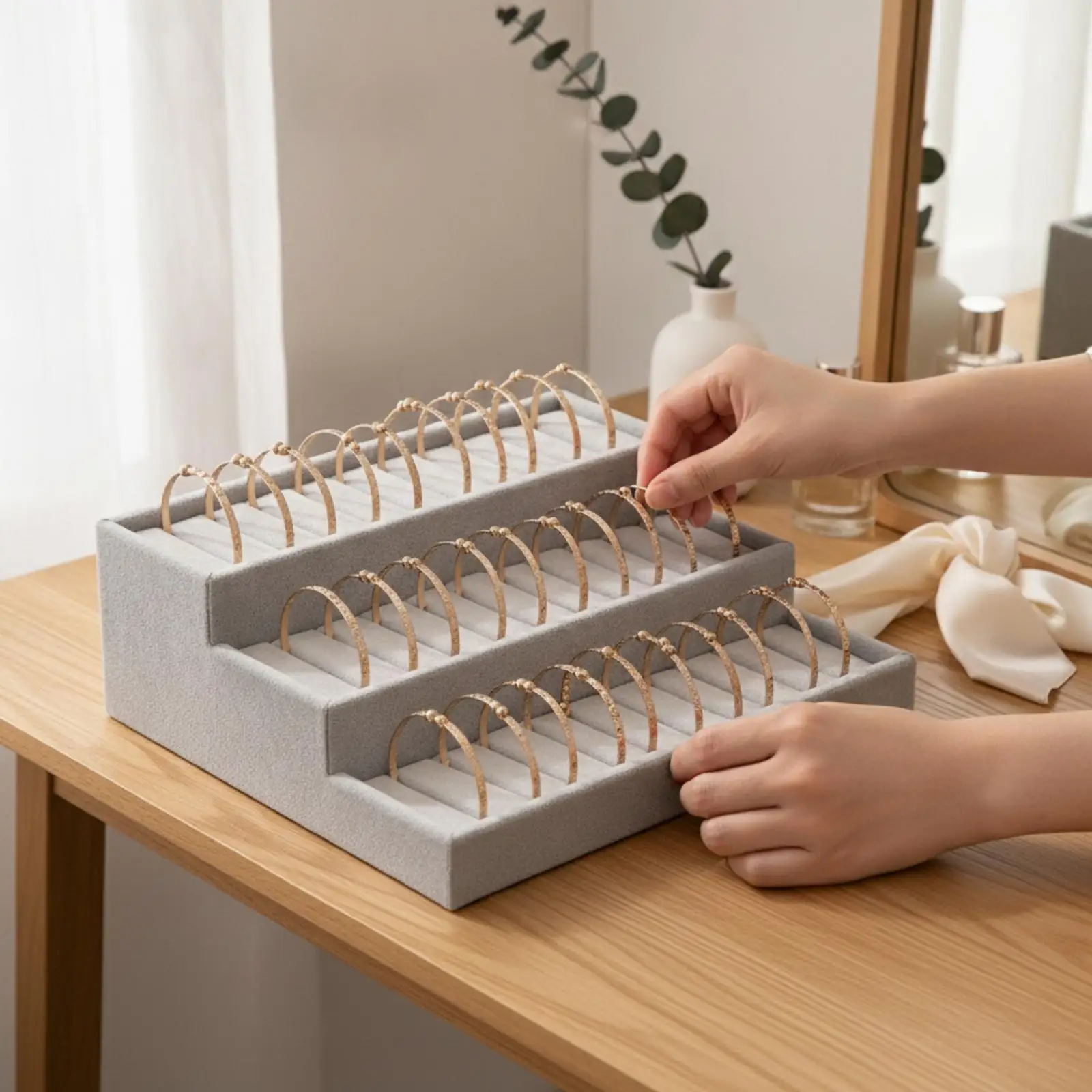 Decorative Jewelry Display Tray for Bracelets Rings Necklaces Counter Showcase Holder