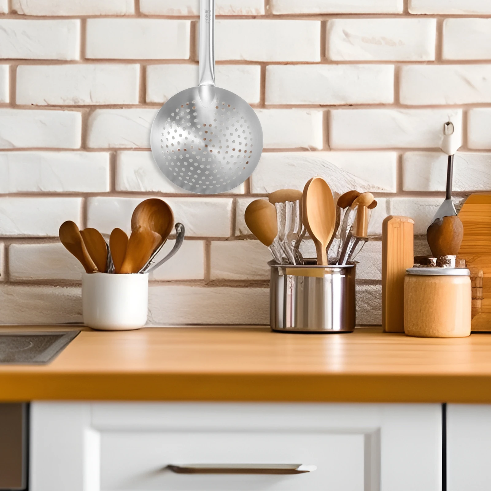 

Thickened Stainless Steel Skimmer Spoon Colander for Frying Eggs Vegetables Meat Heat Resistant Kitchen Gadget Filter
