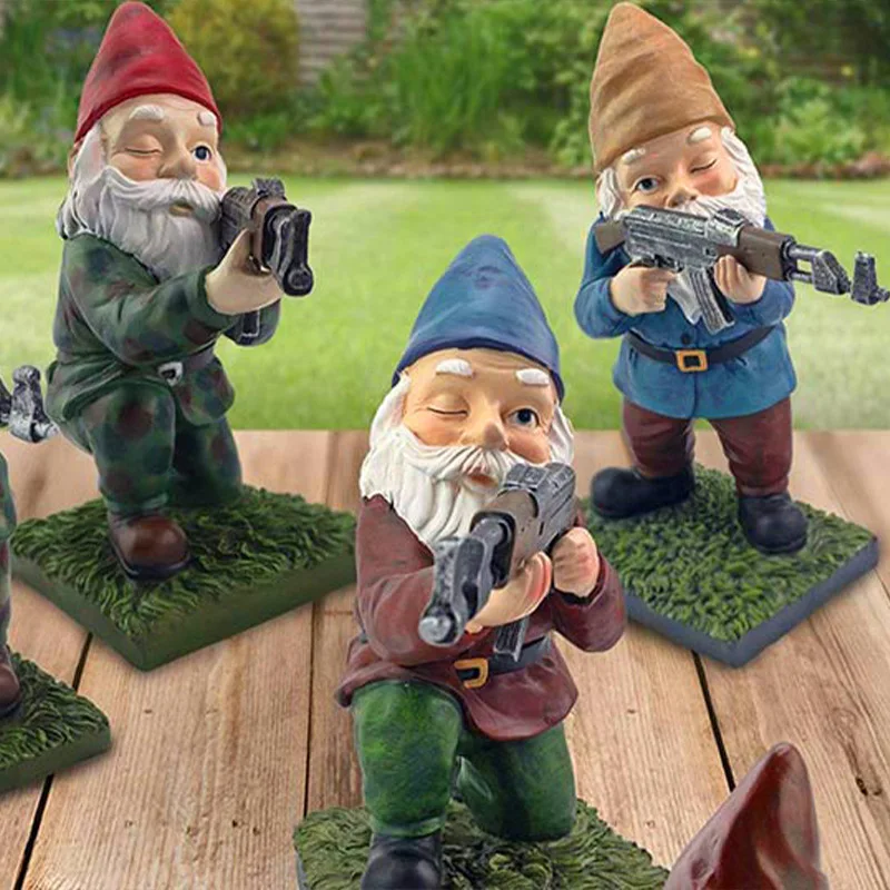 

Funny Army Resin Gnome Garden Statue Desktop Lawn Ornament for Outdoor Garden Decoration Sculpture Little Dwarf Figurines
