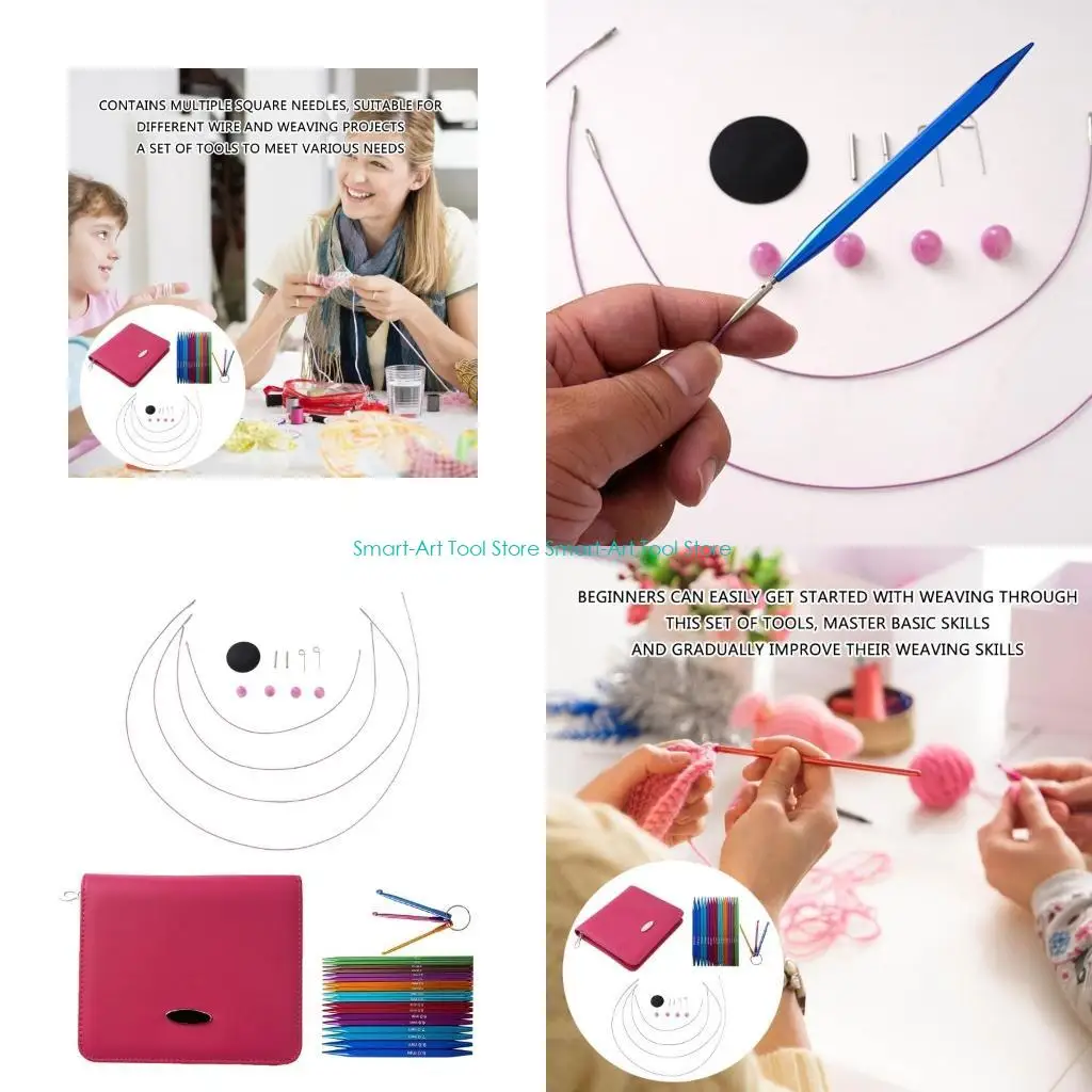 

E1PB 9Pairs Interchangeable Circular Knitting Needle Set 3.5mm-8mm Metal Knitting Needle Set for Knitting Sweater Sock