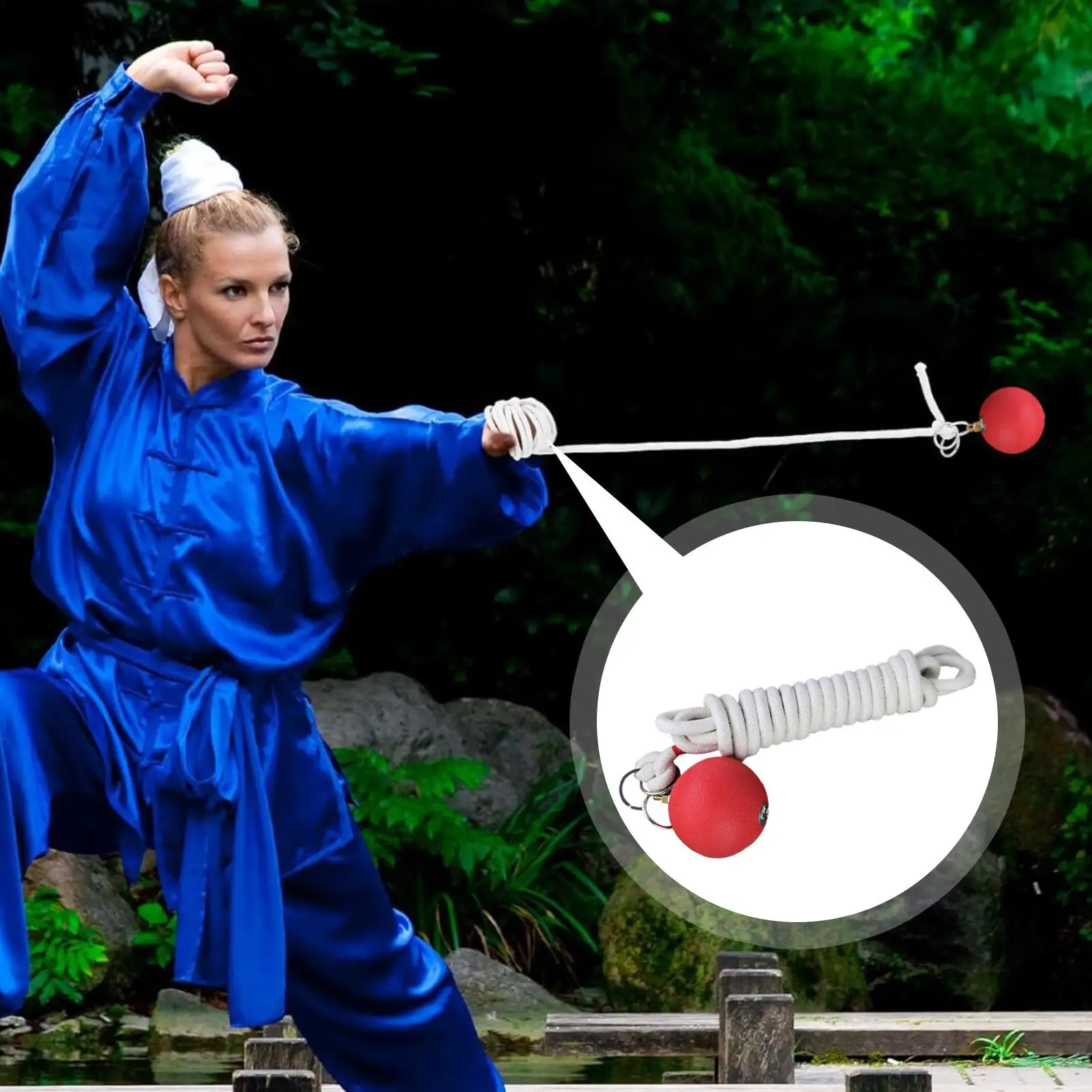 Resiliency Meteors Hammer Ball Rope Darted Meteors Hammer Rubber Throw Weight for Martial Art Training And Fitness