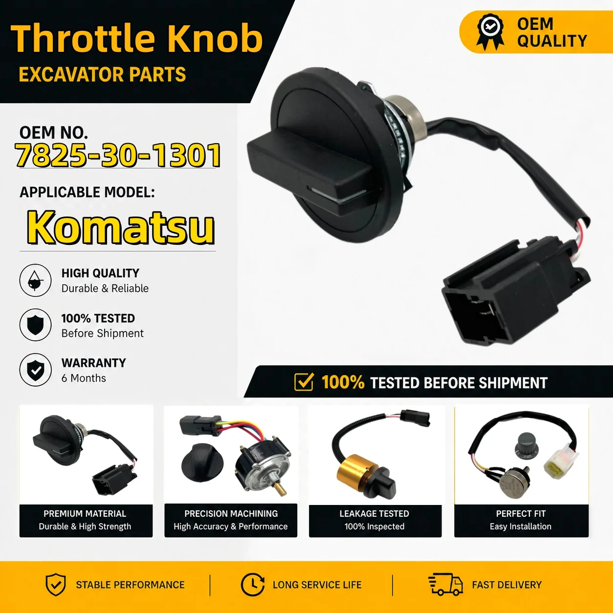 7825-30-1301 7825-30-1302 Fuel Dial Throttle Knob Controller for Komatsu Excavator PC200-5 PC200-6 Digger Manual Switch Button