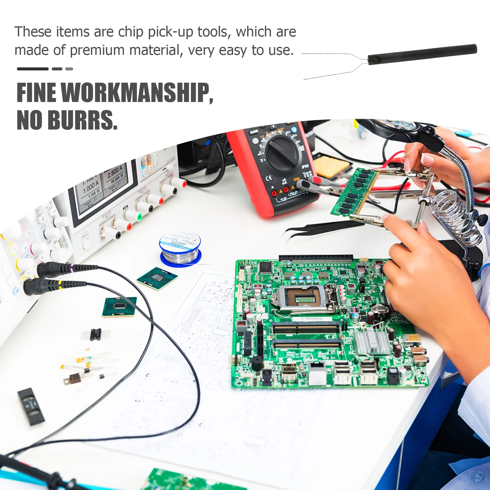 

4pcs Chip Extractor Tool Ic Removal Precision Electronic Component Grabber Retractable Design Repair Kit For Dvd Pc