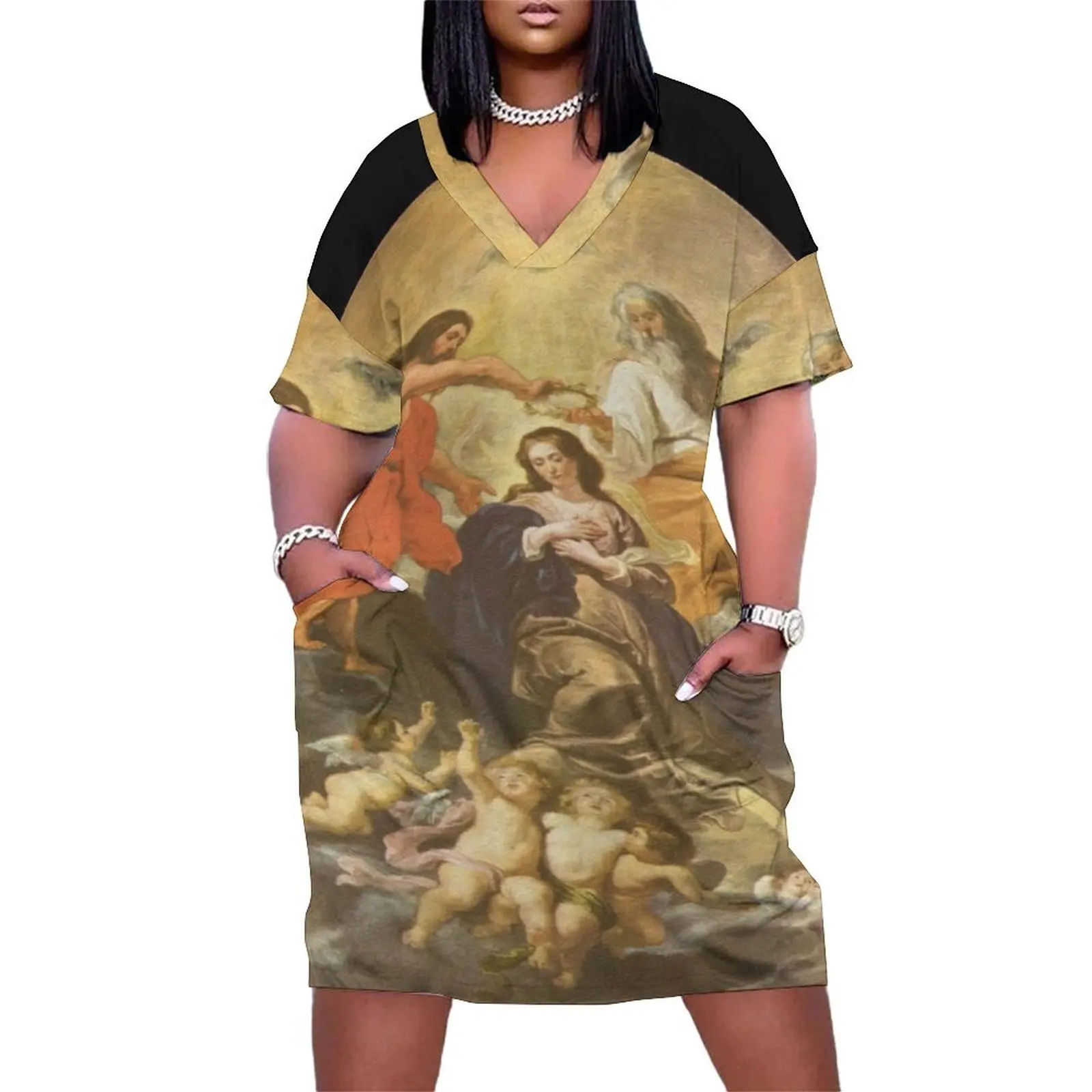 Assumption Of Mary Holiday Loose Pocket Dress clothes dress for women