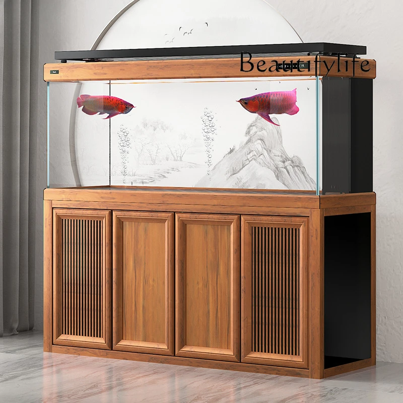 New Chinese retro arowana tank office professional grade bottom filter large ecological aquarium