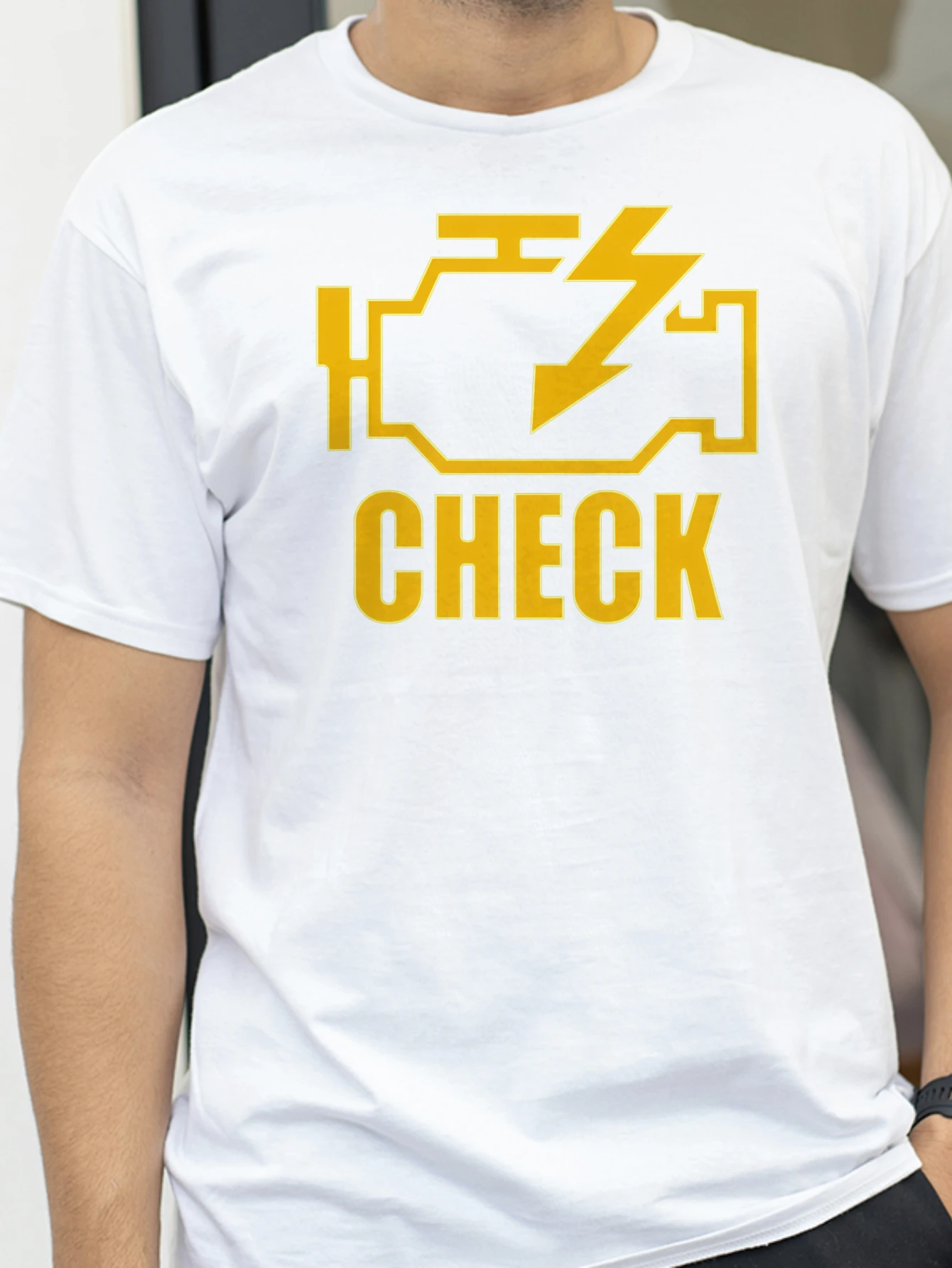 Mechanic Auto Repair Check Engine T-shirt Hip Hop Short Sleeve Harajuku Tshirt fashion O-Neck tshirt