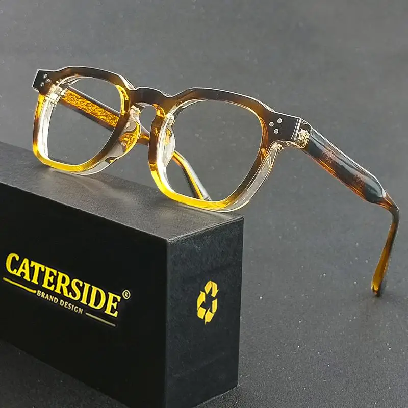 CATERSIDE Neue quadratische flache Lichtbrille für Männer und Frauen, Retro-TR-Rahmen-Brille, hochwertige Brillen, minimalistisch passend – Detail 1